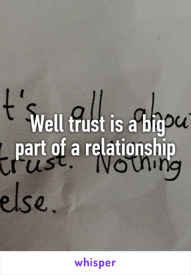 Well trust is a big part of a relationship