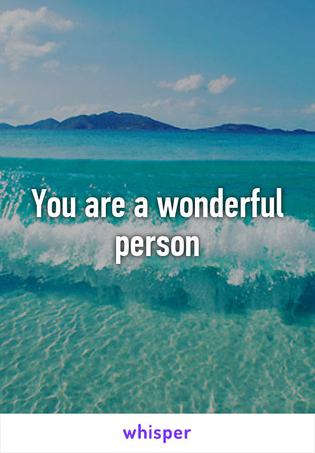 You are a wonderful person