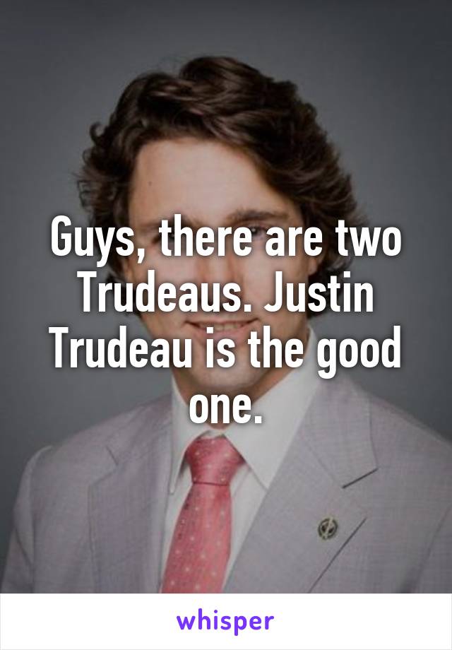 Guys, there are two Trudeaus. Justin Trudeau is the good one.