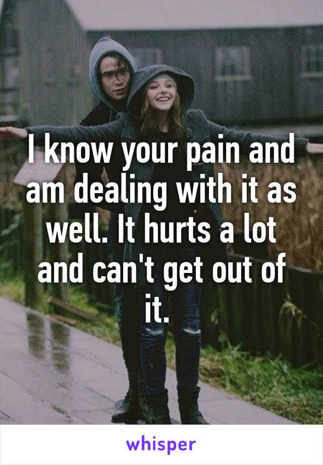 I know your pain and am dealing with it as well. It hurts a lot and can't get out of it. 