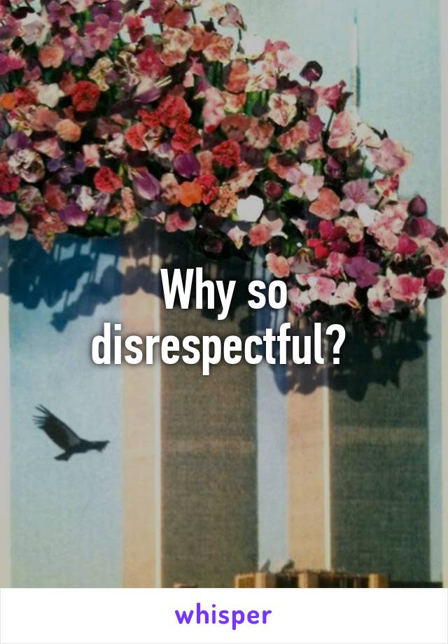 Why so disrespectful? 