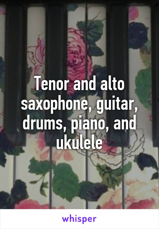 Tenor and alto saxophone, guitar, drums, piano, and ukulele