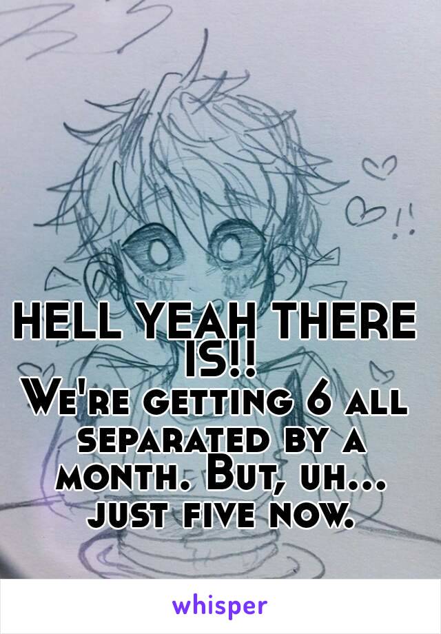 HELL YEAH THERE IS!!
We're getting 6 all separated by a month. But, uh... just five now.