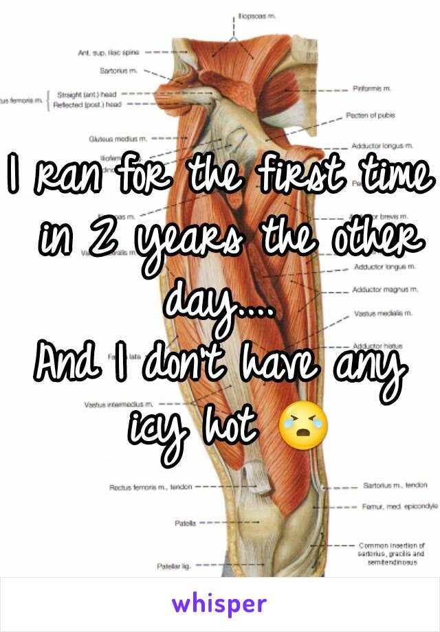 I ran for the first time in 2 years the other day.... 
And I don't have any icy hot 😭
