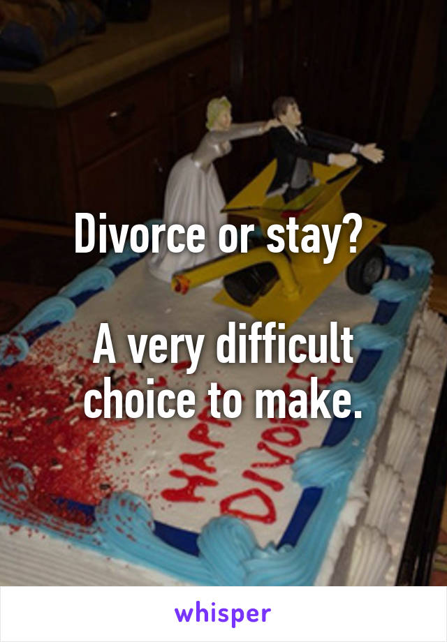 Divorce or stay? 

A very difficult choice to make.