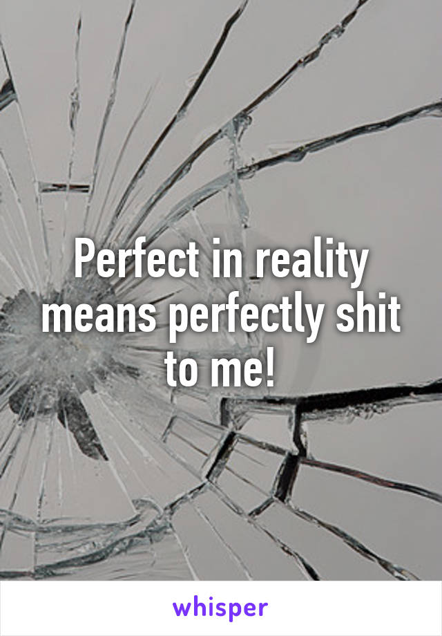 Perfect in reality means perfectly shit to me!