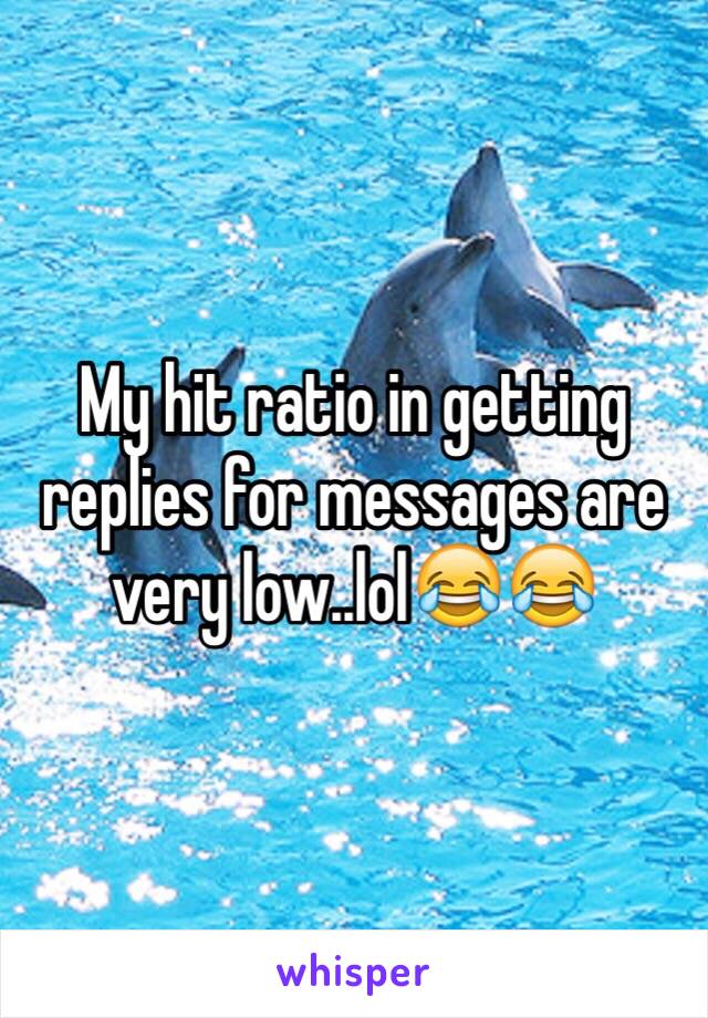 My hit ratio in getting replies for messages are very low..lol😂😂