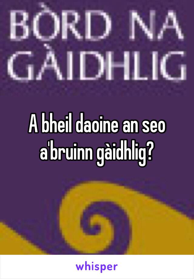 A bheil daoine an seo a'bruinn gàidhlig? 