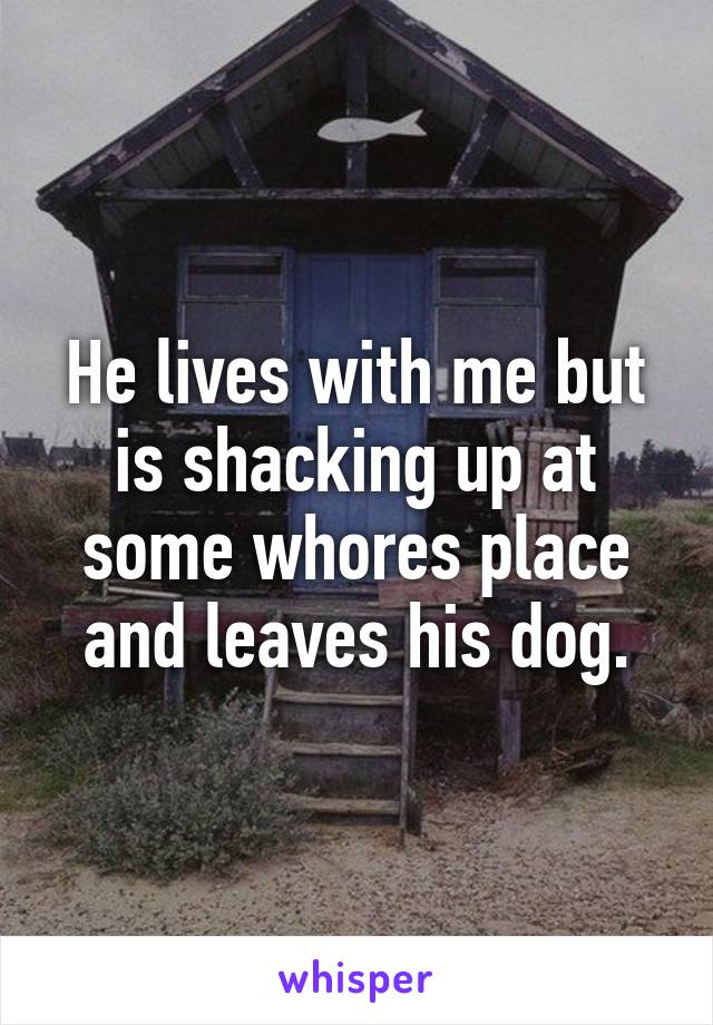 He lives with me but is shacking up at some whores place and leaves his dog.