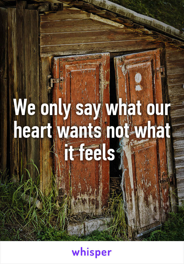 We only say what our heart wants not what it feels 