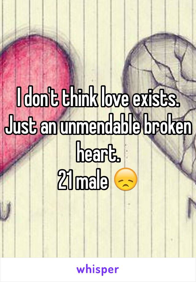 I don't think love exists. Just an unmendable broken heart. 
21 male 😞
