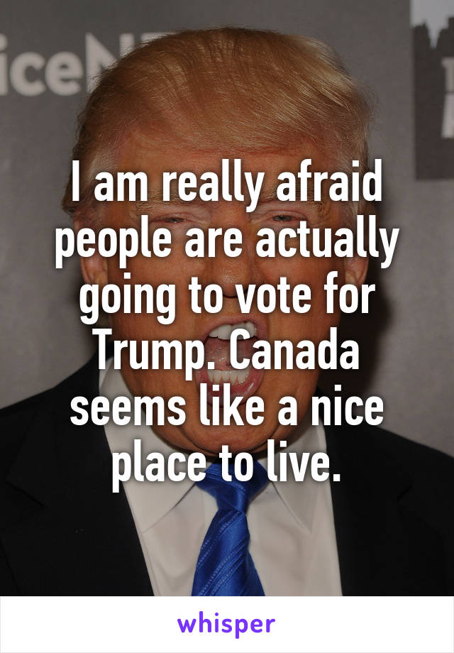 I am really afraid people are actually going to vote for Trump. Canada seems like a nice place to live.