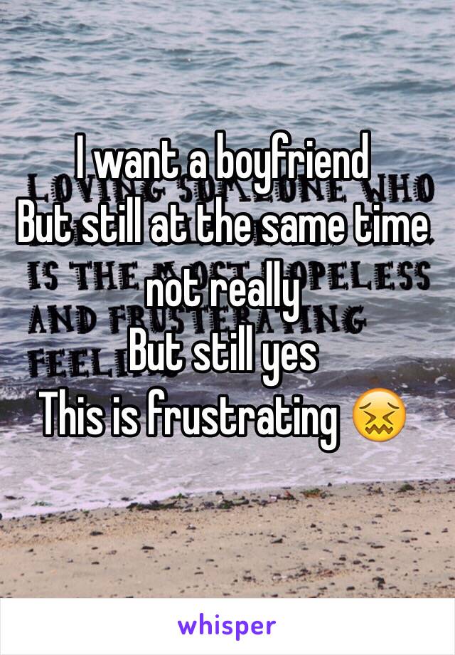 I want a boyfriend 
But still at the same time not really 
But still yes
This is frustrating 😖