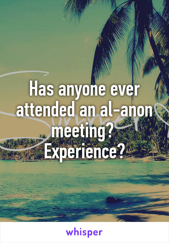 Has anyone ever attended an al-anon meeting?  Experience?