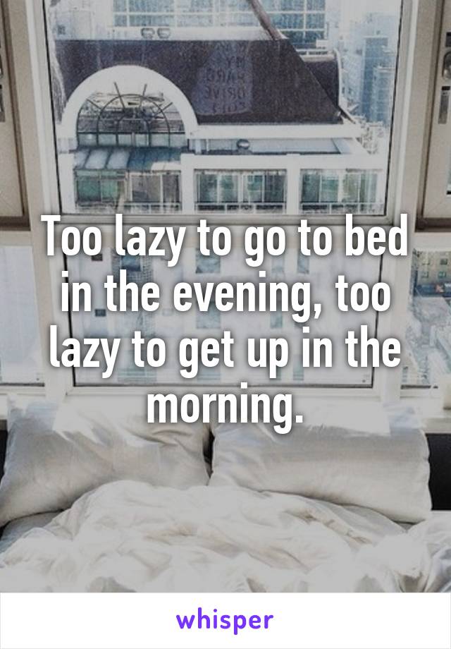 Too lazy to go to bed in the evening, too lazy to get up in the morning.