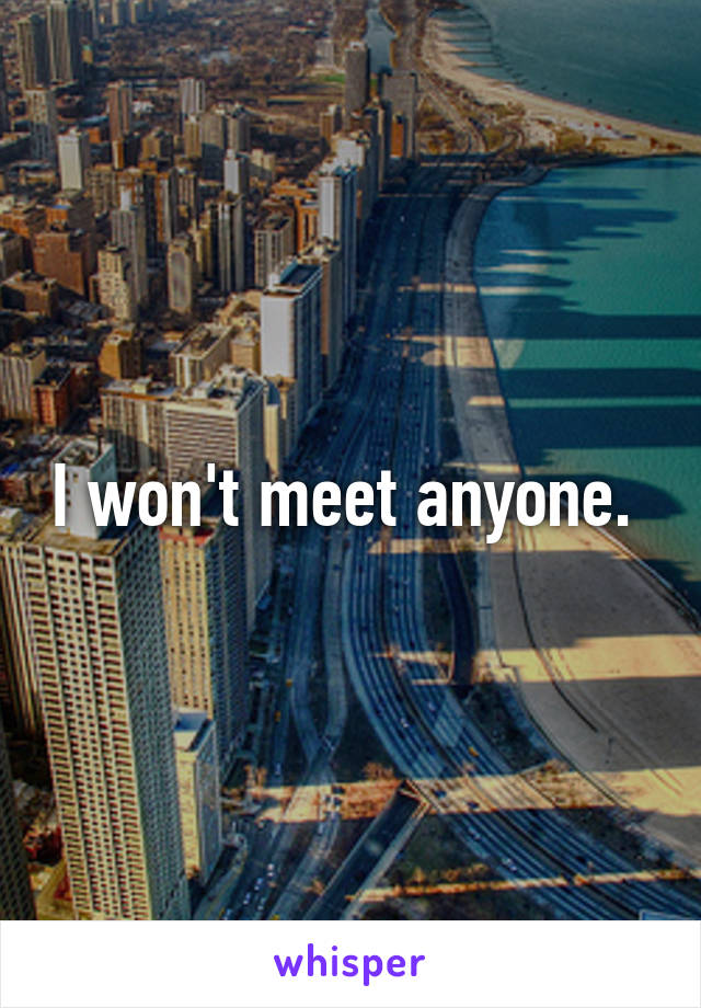 I won't meet anyone. 