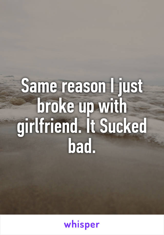 Same reason I just broke up with girlfriend. It Sucked bad.