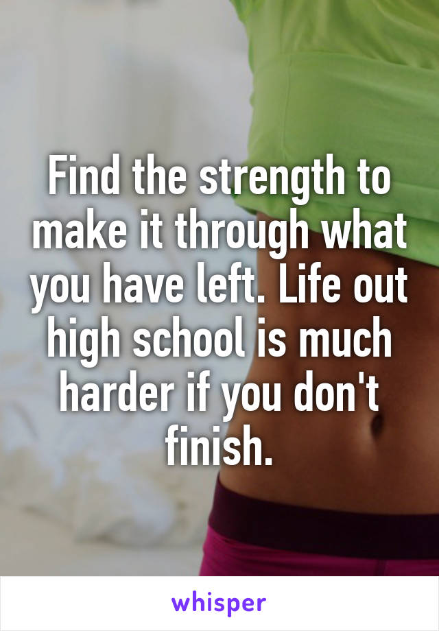 Find the strength to make it through what you have left. Life out high school is much harder if you don't finish.