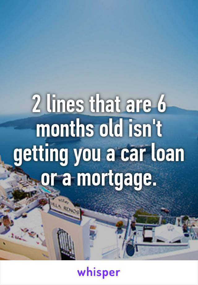 2 lines that are 6 months old isn't getting you a car loan or a mortgage.