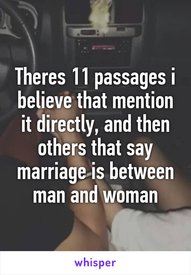 Theres 11 passages i believe that mention it directly, and then others that say marriage is between man and woman