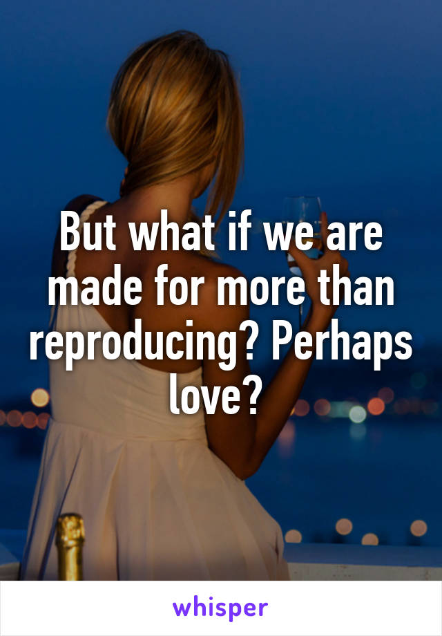 But what if we are made for more than reproducing? Perhaps love? 