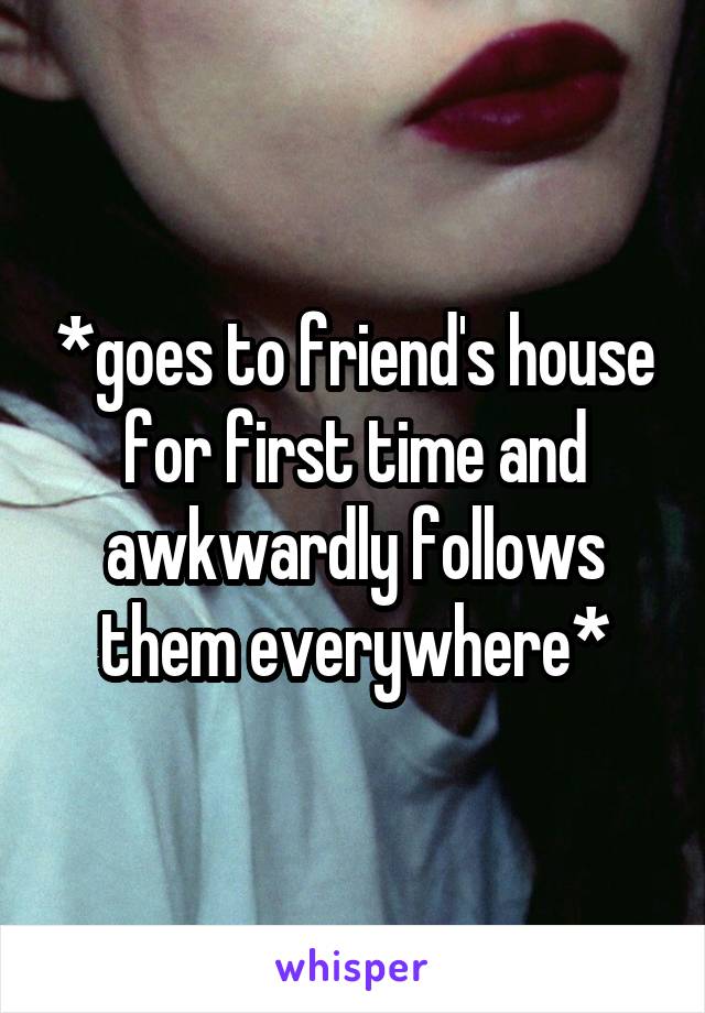 *goes to friend's house for first time and awkwardly follows them everywhere*