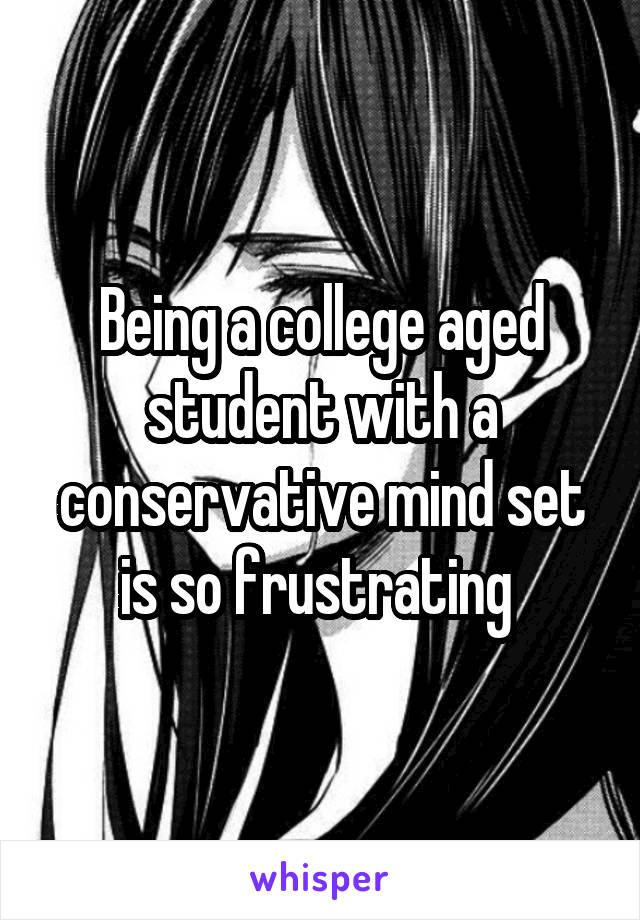 Being a college aged student with a conservative mind set is so frustrating 