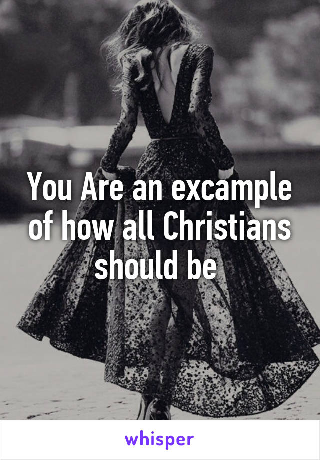 You Are an excample of how all Christians should be 