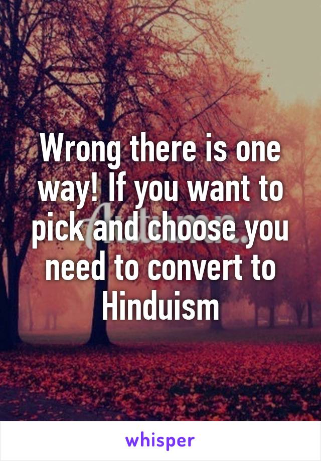 Wrong there is one way! If you want to pick and choose you need to convert to Hinduism