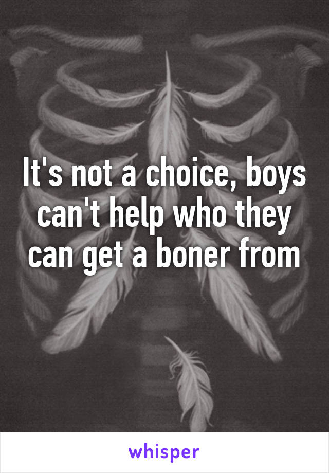 It's not a choice, boys can't help who they can get a boner from
