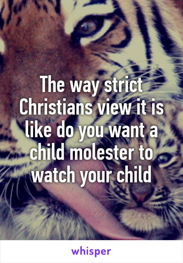 The way strict Christians view it is like do you want a child molester to watch your child