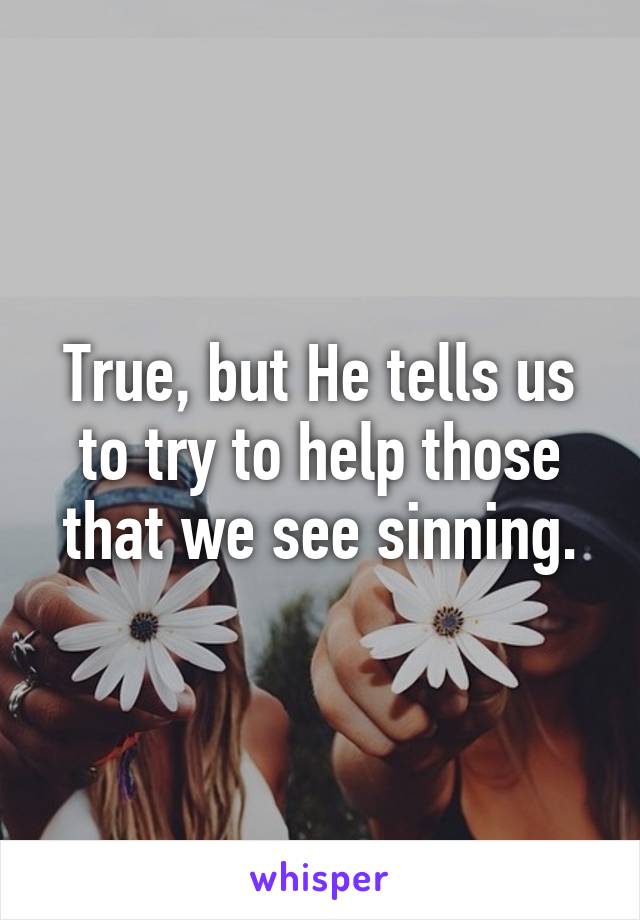 True, but He tells us to try to help those that we see sinning.