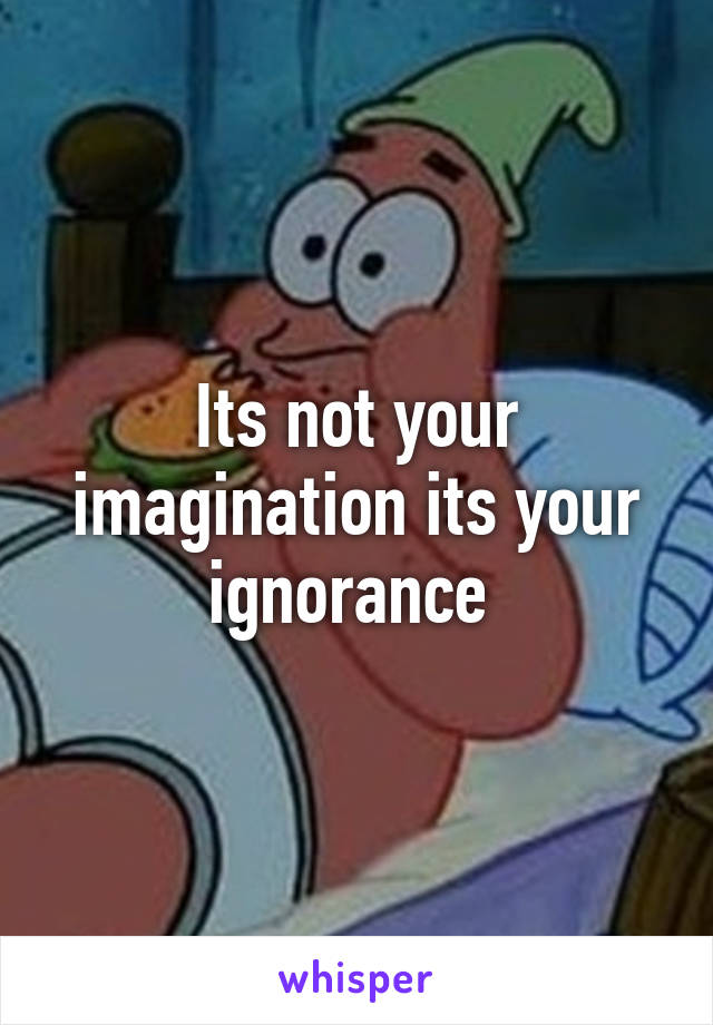 Its not your imagination its your ignorance 