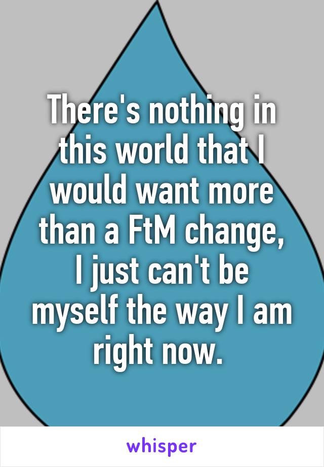 There's nothing in this world that I would want more than a FtM change,
I just can't be myself the way I am right now. 
