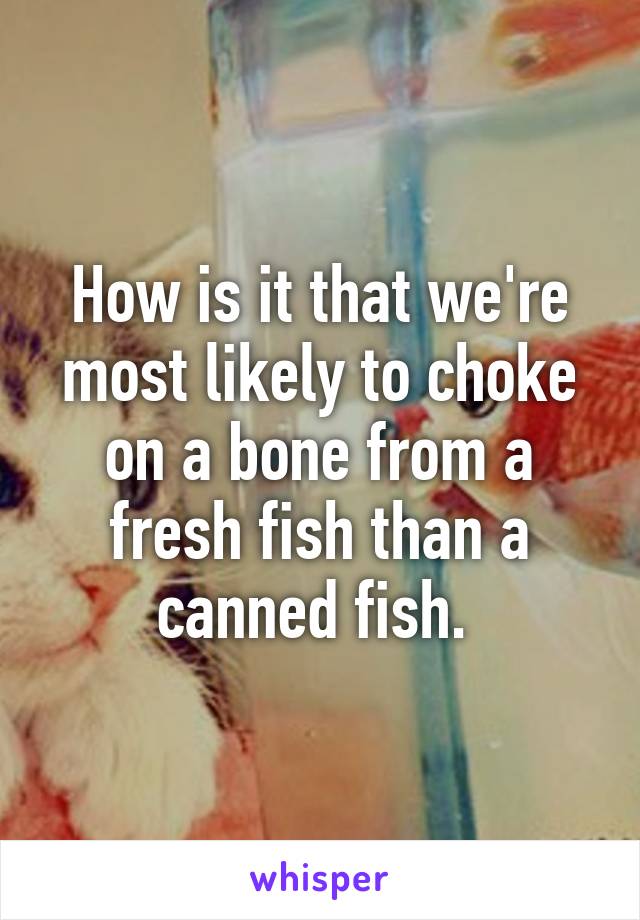 How is it that we're most likely to choke on a bone from a fresh fish than a canned fish. 