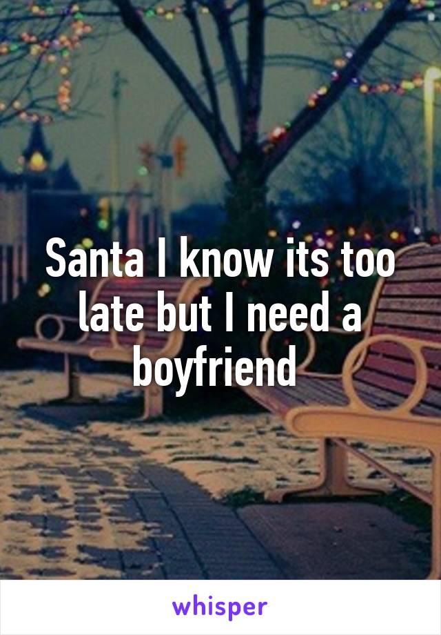 Santa I know its too late but I need a boyfriend 