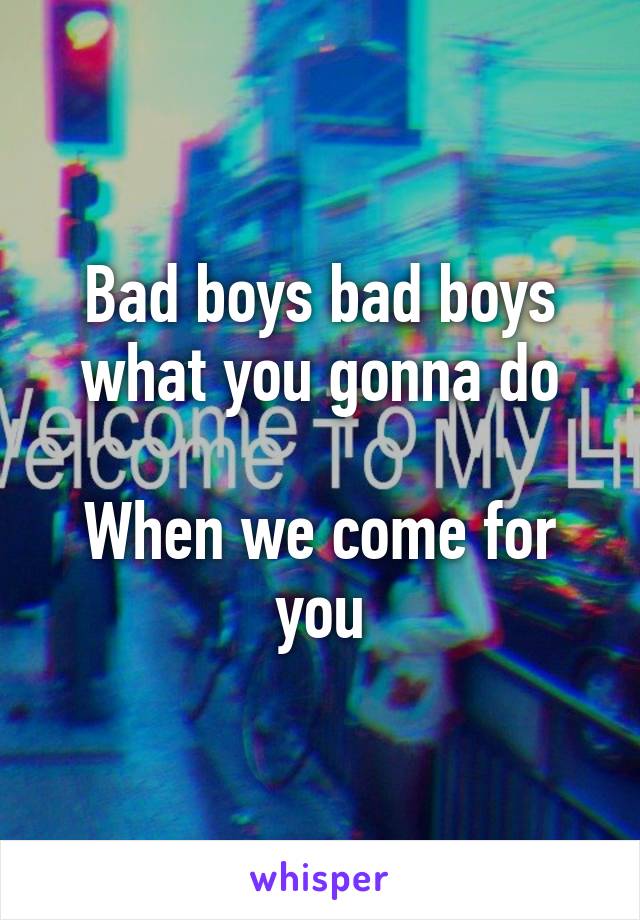 Bad boys bad boys what you gonna do

When we come for you