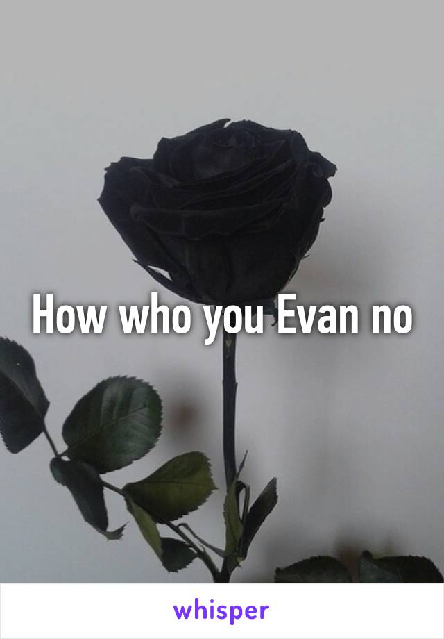 How who you Evan no