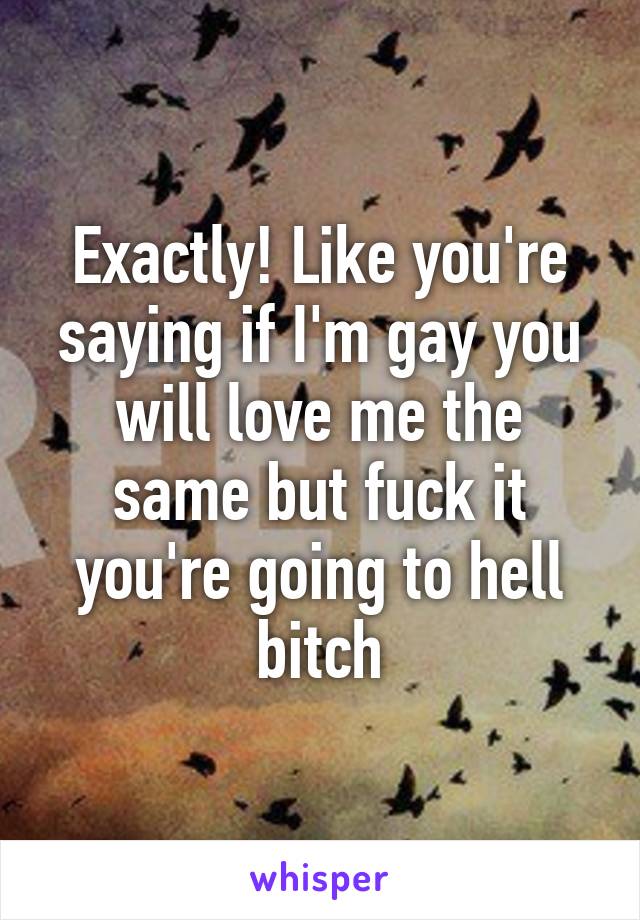 Exactly! Like you're saying if I'm gay you will love me the same but fuck it you're going to hell bitch