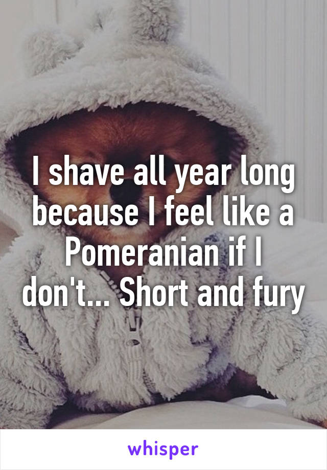 I shave all year long because I feel like a Pomeranian if I don't... Short and fury