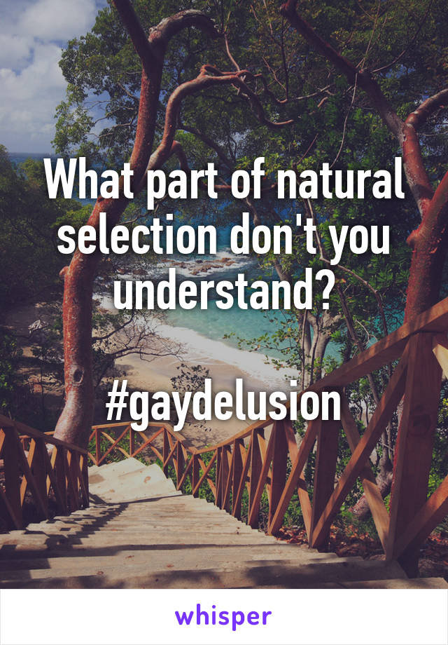 What part of natural selection don't you understand?

#gaydelusion
