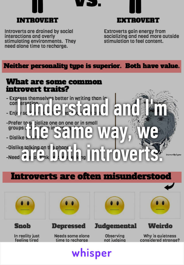 I understand and I'm the same way, we are both introverts.