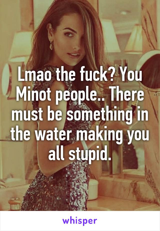 Lmao the fuck? You Minot people.. There must be something in the water making you all stupid.