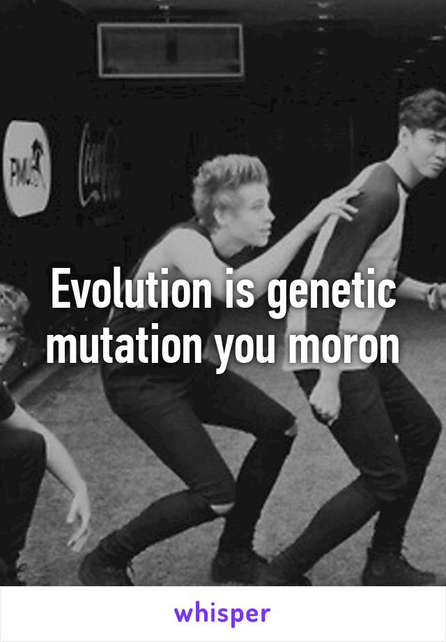 Evolution is genetic mutation you moron