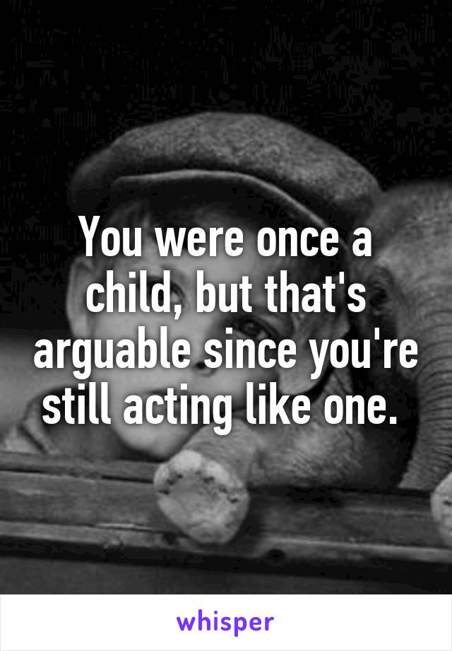 You were once a child, but that's arguable since you're still acting like one. 