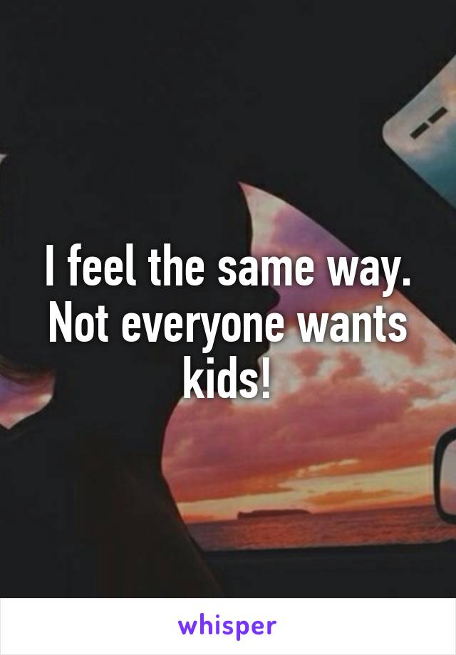 I feel the same way. Not everyone wants kids!