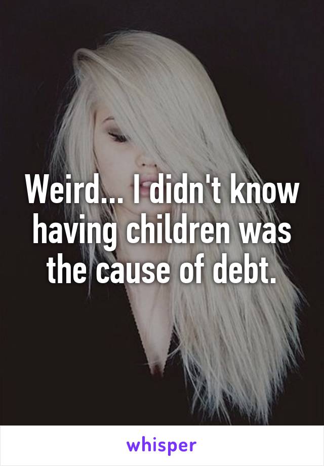 Weird... I didn't know having children was the cause of debt.