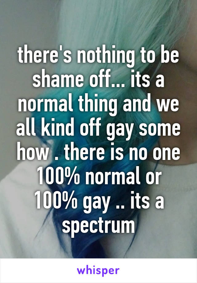 there's nothing to be shame off... its a normal thing and we all kind off gay some how . there is no one 100% normal or 100% gay .. its a spectrum