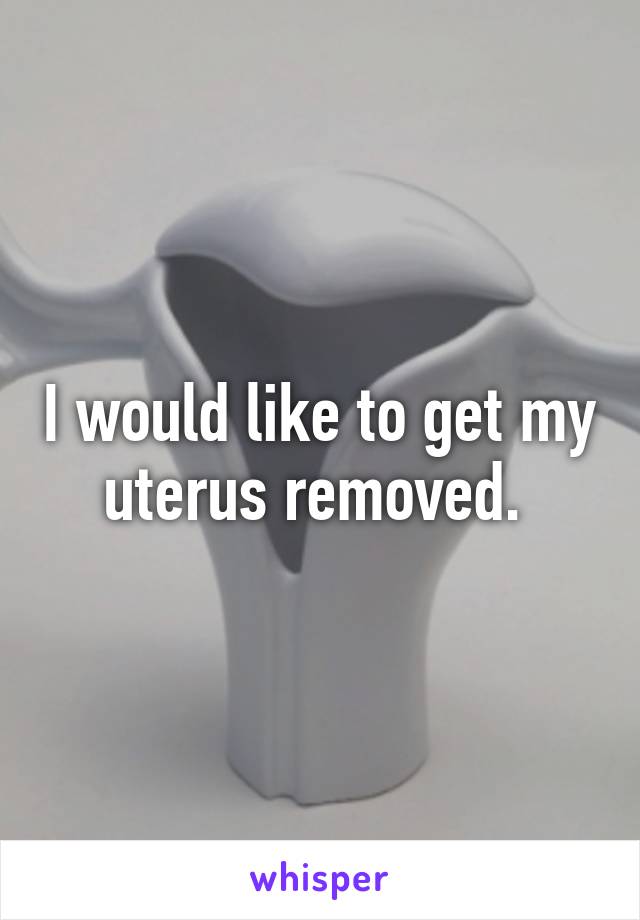 I would like to get my uterus removed. 