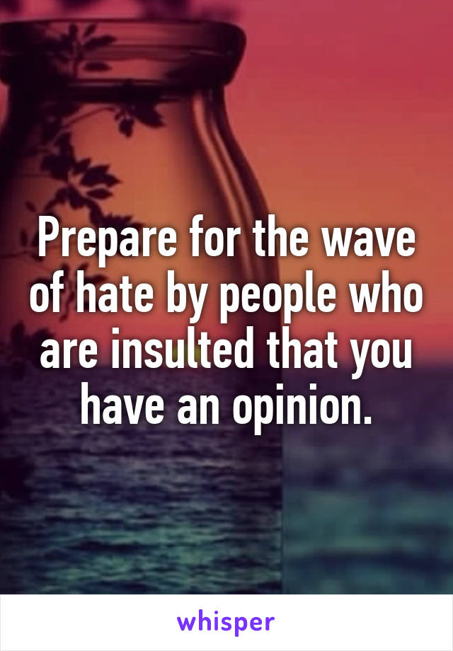 Prepare for the wave of hate by people who are insulted that you have an opinion.